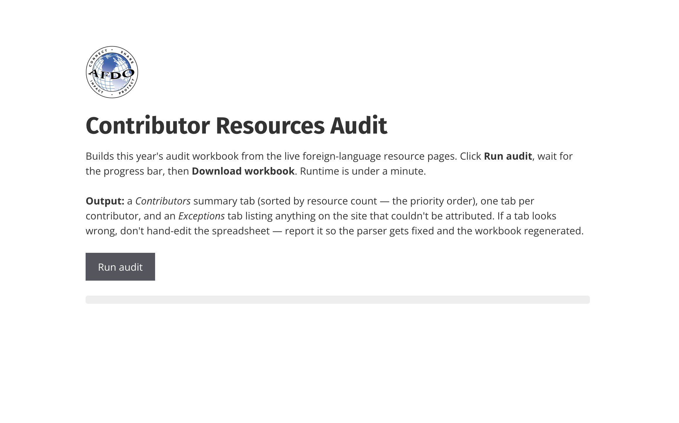Contributor Resources Audit - run